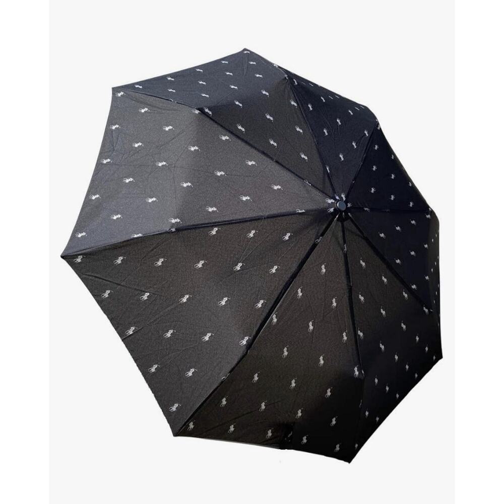 Ralph Lauren Polo Umbrella Handle Rare Push Gray Pony Black logo